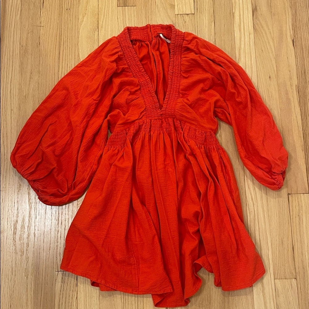 Free people Women's Red V-Neck Mini dress size XS - Picture 3 of 6